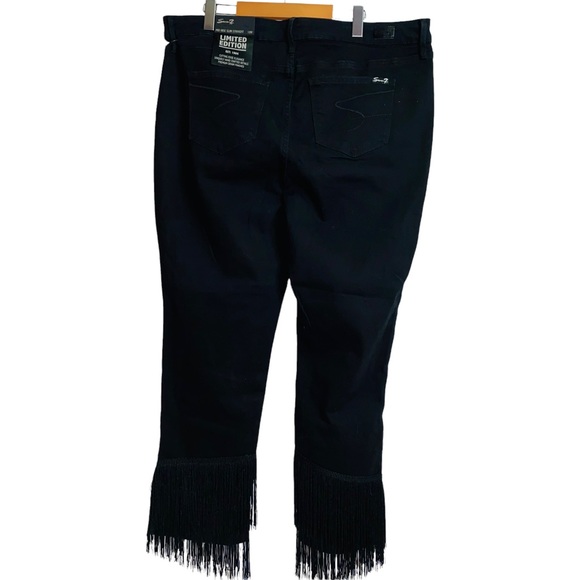 NEW Limited Edition SEVEN7 Black Mid Rise Fringe Slim Straight Jeans Plus Size - Picture 16 of 16